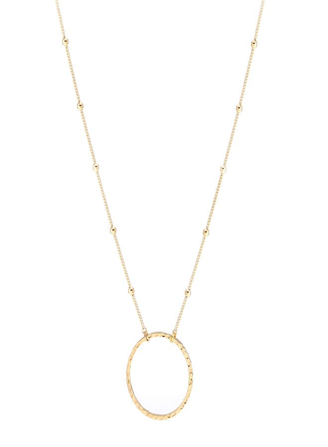 SOFYBJA 18K Gold Plated Circle Pendant Necklace Long Satellite Beaded Chain Jewelry for Women Dainty Hammered Karma Open Circle Charm Geometric Necklace - Image 1